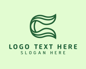 Herb - Natural Organic Leaf C Outline logo design