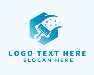 Disinfectant - Blue Squeegee Housekeeper logo design