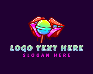 Seductive Lips Lollipop logo design