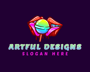 Seductive Lips Lollipop logo design