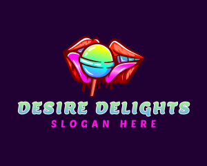 Seductive Lips Lollipop logo design