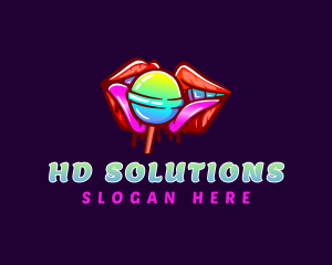 Seductive Lips Lollipop logo design