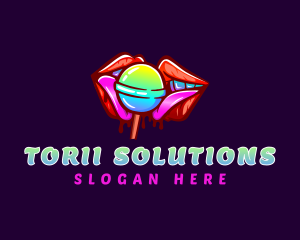 Seductive Lips Lollipop logo design