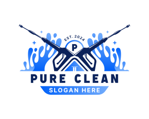 Pressure Washer Water Cleaning logo design