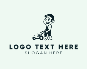 Mascot - Landscaper Mower Worker logo design