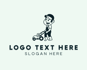 Lawn Mower - Landscaper Mower Worker logo design