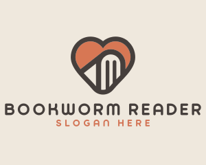 Reader - Heart Book Learning logo design