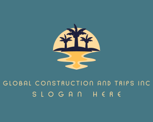 Palm Tree - Island Beach Tour logo design