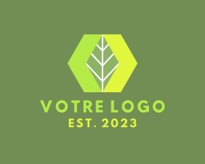 Tree Planting - Hexagon Nature Leaf logo design
