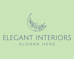 Elegant Floral Moon logo design