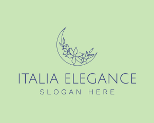 Elegant Floral Moon logo design