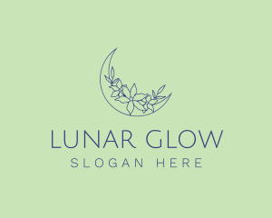 Elegant Floral Moon logo design