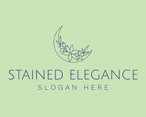 Elegant Floral Moon logo design