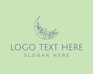 Night - Elegant Floral Moon logo design