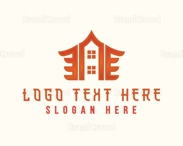Asian House Roof Oriental Logo