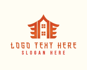 Roofing - Asian House Roof Oriental logo design