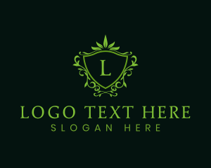 Shield - Leaf Crown Crest logo design