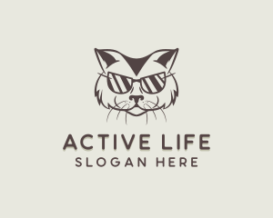 Shades Cat Hipster logo design