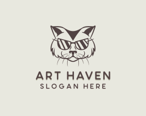 Shades Cat Hipster logo design