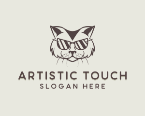 Shades Cat Hipster logo design