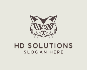 Shades Cat Hipster logo design