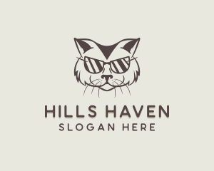 Shades Cat Hipster logo design