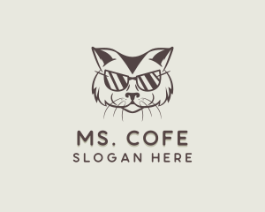 Shades Cat Hipster logo design