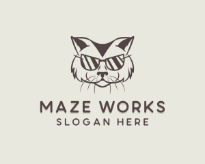 Shades Cat Hipster logo design