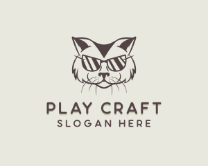 Shades Cat Hipster logo design