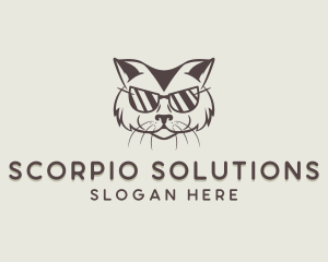 Shades Cat Hipster logo design