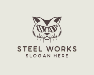 Shades Cat Hipster logo design