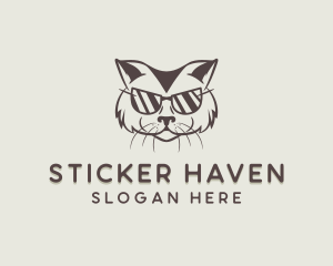 Shades Cat Hipster logo design