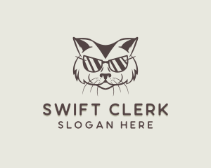 Shades Cat Hipster logo design