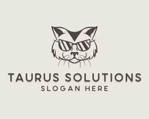 Shades Cat Hipster logo design