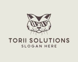 Shades Cat Hipster logo design