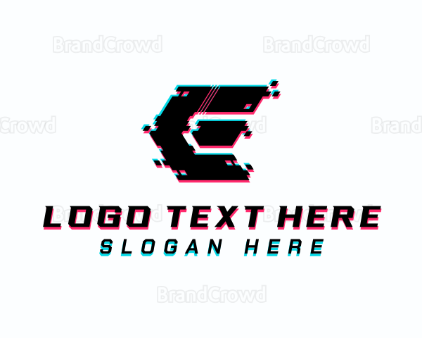 Cyber Glitch Letter E Logo