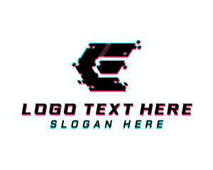 App - Cyber Glitch Letter E logo design
