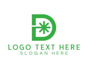 Alphabet - Green D Asterisk logo design