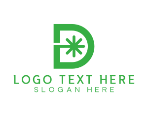 Technology - Green D Asterisk logo design