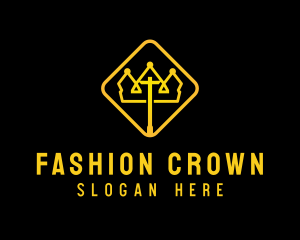 Gold Crown Crucifix logo design