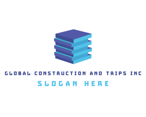 3d - Construction Bricks Cube logo design