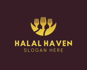 Halal - Moon Restaurant Cuisine logo design