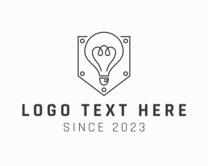 Minimalist - Electric Light Bulb Shield logo design