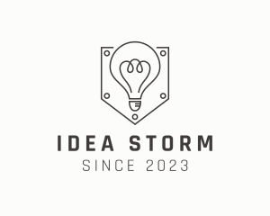 Electric Light Bulb Shield logo design