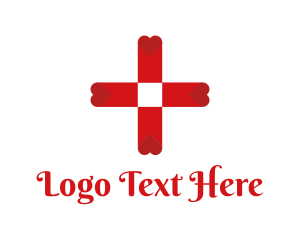 Red Heart - Blood Bank Cross logo design