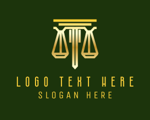 Prosecutor - Gold Justice Scale Notary logo design