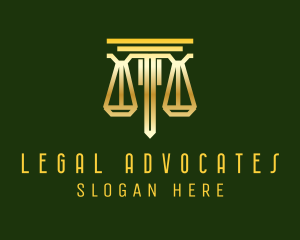 Gold Justice Scale Notary logo design