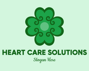 Green Clover Hearts logo design