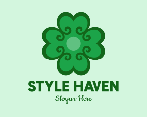Good Luck - Green Clover Hearts logo design