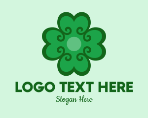 Good Luck - Green Clover Hearts logo design